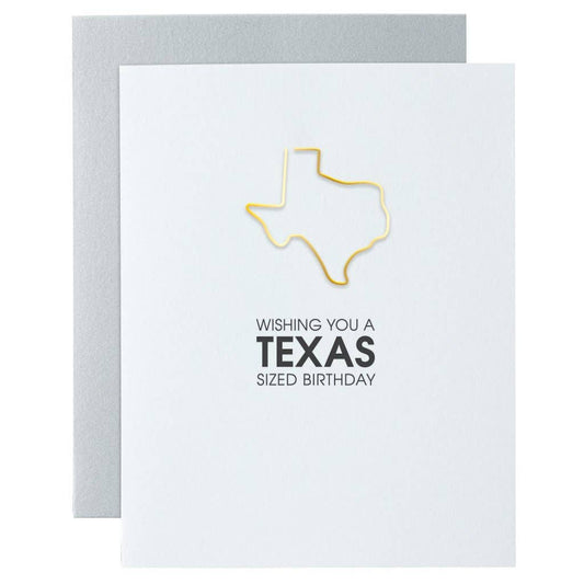 Texas Sized Birthday Paper Clip Letterpress Card