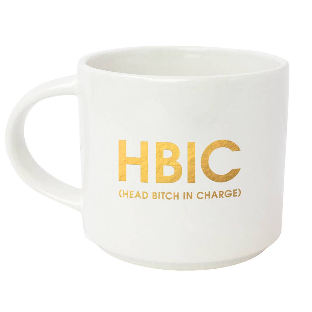 HBIC Head Bitch in Charge Gold Foil Jumbo Coffee Mug by Chez Gagné