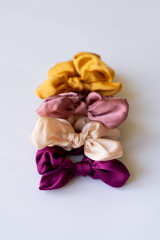 Satin Rose Hair Scrunchie Bow
