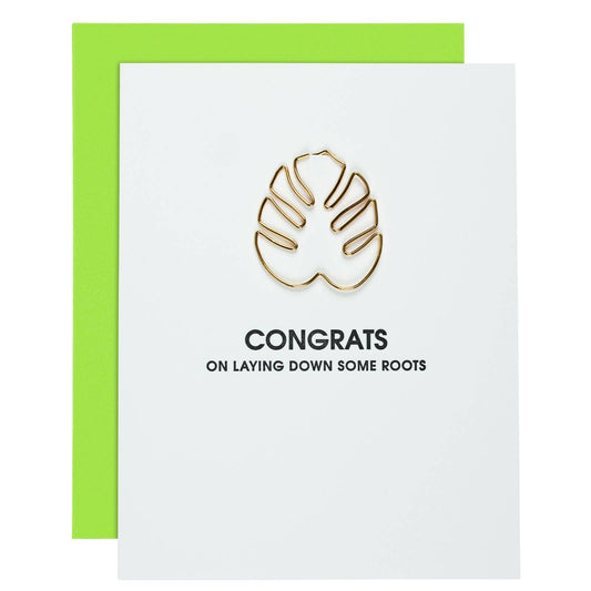 Congrats on Laying Down Some Roots - Monstera Leaf Paper Clip Card