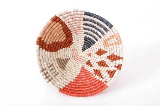 Coral Cheza Round Handmade African Basket
