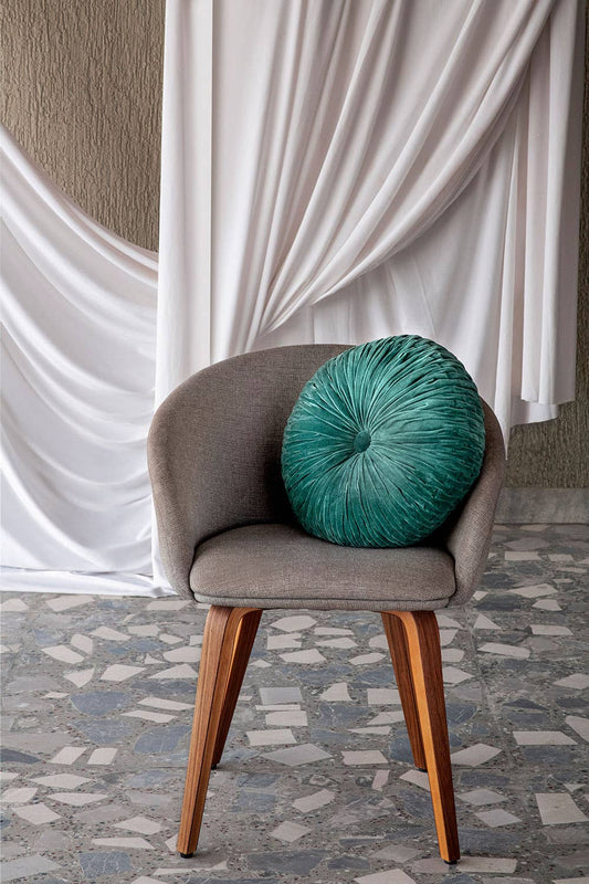 Velvet Round Handmade Pillow, Evergreen by Casa Amarosa