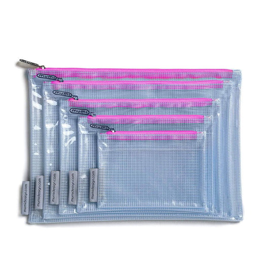 Organizing Bags Zipper Pouches Set of 5 - Pink