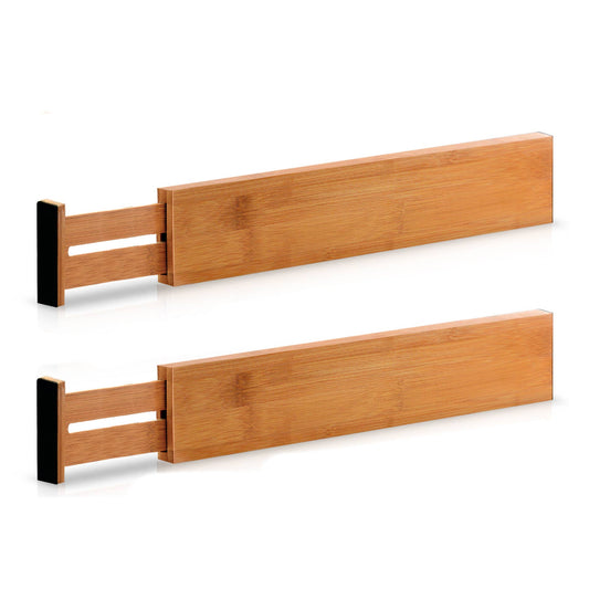 Natural Bamboo Adjustable Drawer Dividers - Set of 2 Dividers