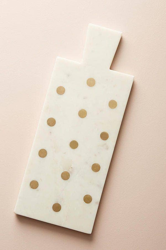 Polka Marble White Gold Dots Cheese Board