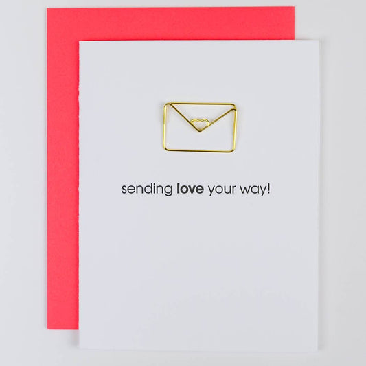 Sending Love Your Way - Letter Paper Clip Letterpress Card