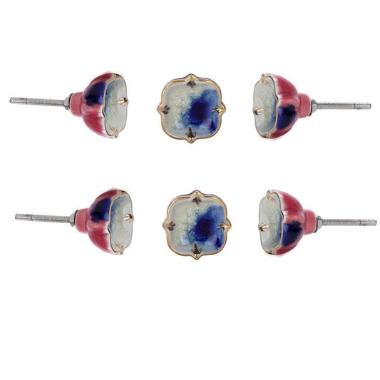 Blue Bell Ceramic Knobs - Set of 6
