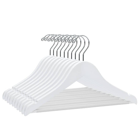 Junior Preteen Size Semi Curved Wooden Hanger in White - Set of 5 Hangers