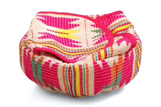 Pink star Tortilla/Bread Basket With Cane Basket - 9 Inches