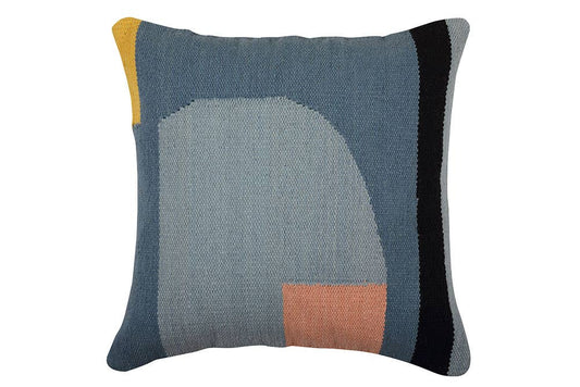 Geo Shapes Handcrafted Throw Pillow, Blue Multi by Casa Amarosa