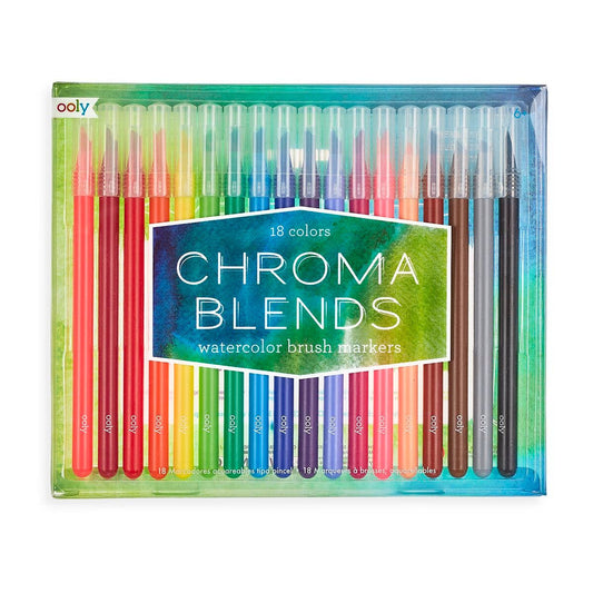 OOLY Chroma Blends Watercolor Brush Markers - Set of 18