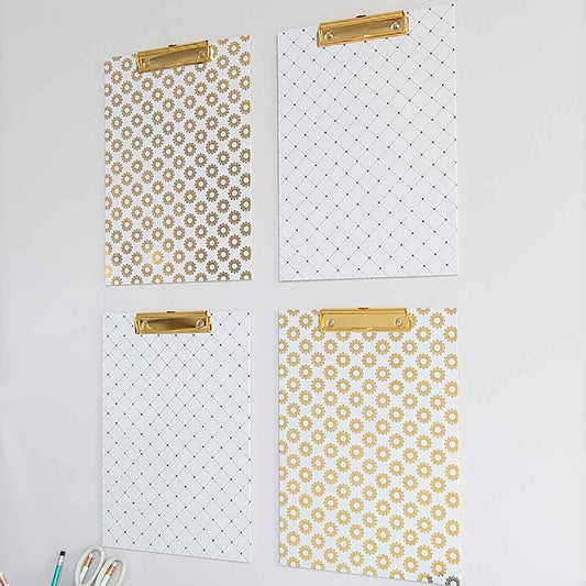 Decorative Clipboards Set of 4 - Cream, Black & Gold