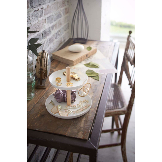 Tosca Tiered Accessory Stand in White/Natural