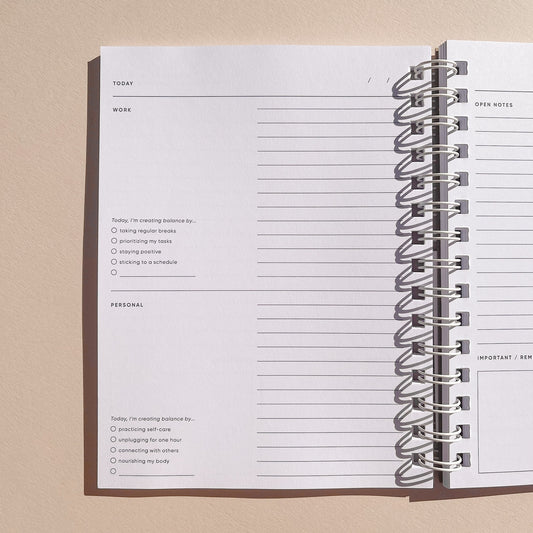 Balance Notebook - Cover by Mary Finlayson, Dekooning Beuys and Plants for Simple Self