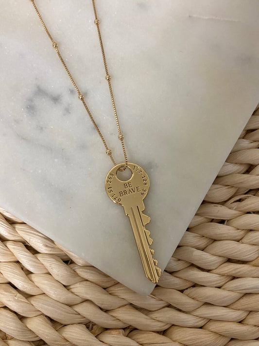 Be Brave Key Lock Necklace 18k Gold Filled by Amady Jewelry
