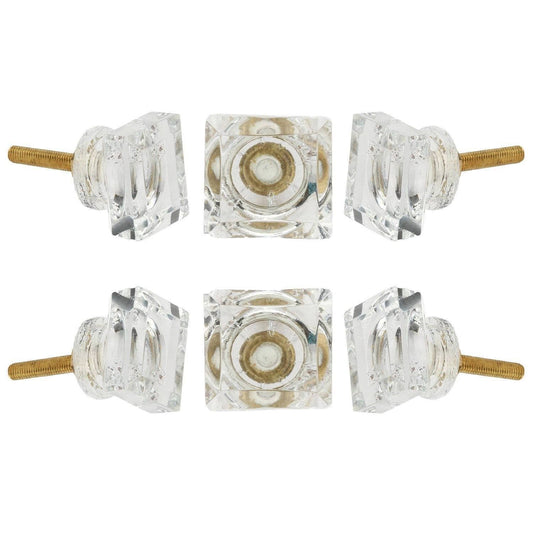 Transparent Square Glass Knobs - Set of 6