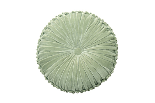 Velvet Round Handmade Pillow, Pistachio Green by Casa Amarosa