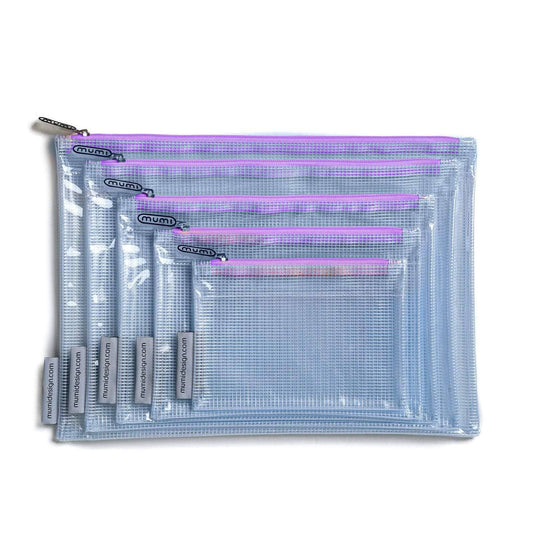 Organizing Bags Zipper Pouches Set of 5 - Purple