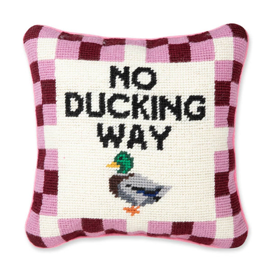 No Ducking Way Needlepoint Pillow by Furbish Studio