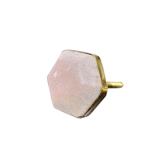 Pink Hexagon Marble Knobs - Set of 6