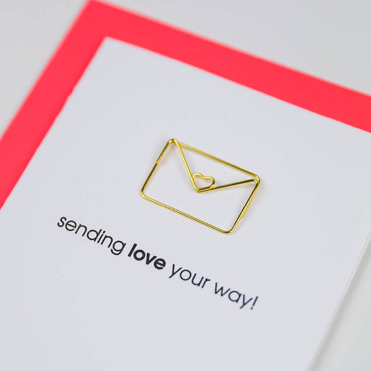 Sending Love Your Way - Letter Paper Clip Letterpress Card