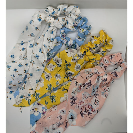 Floral Women's Scrunchie with Bow